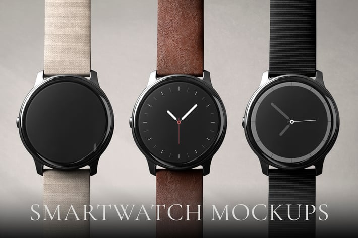 Smartwatch screen mockup with various band types