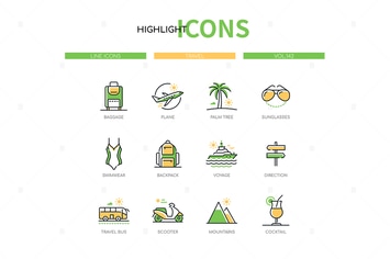 Travel - Modern Line Design Style Icons Set