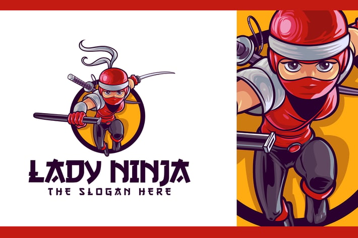 Japanese Lady Ninja Character Mascot Logo