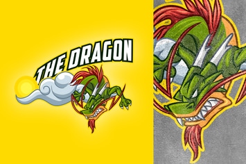 Cartoon Chinese Dragon On Cloud Logo