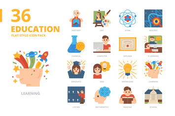 Education Flat Style Icon Set