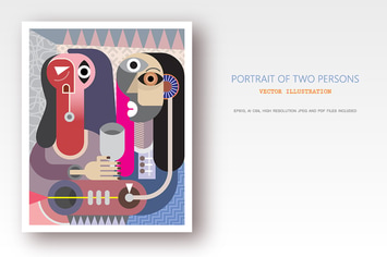 Modern abstract fine art portrait of Two Persons