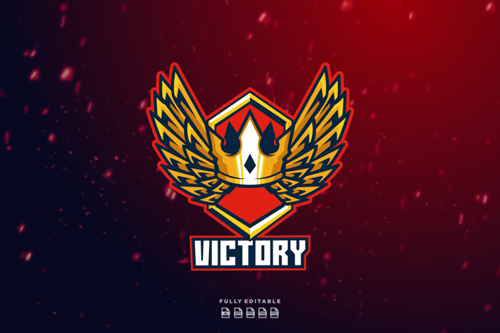 Crown Wing Victory Logo Template