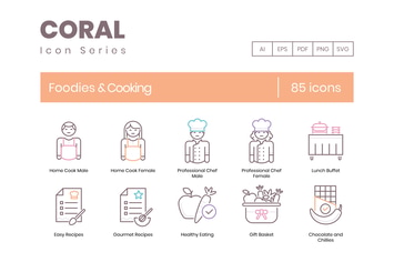 85 Foodies & Cooking Line Icons
