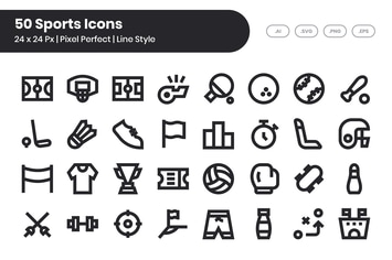 50 Sports Icons Set - Line