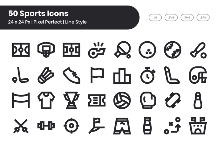 50 Sports Icons Set - Line