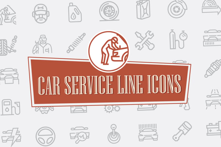 Car Repair Service Line Icons