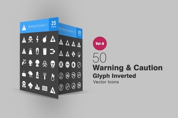 50 Warning & Caution Glyph Inverted Icons