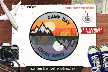 Camp Day Camping Night Adventure Logo, Retro Shirt