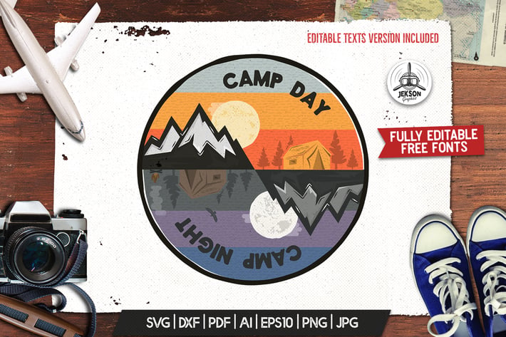 Camp Day Camping Night Adventure Logo, Retro Shirt