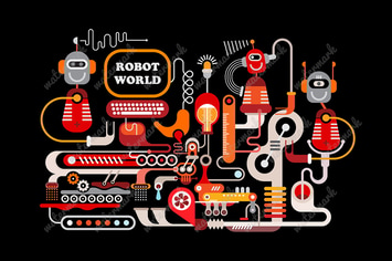 Robotic Manufacturing Vector Illustration