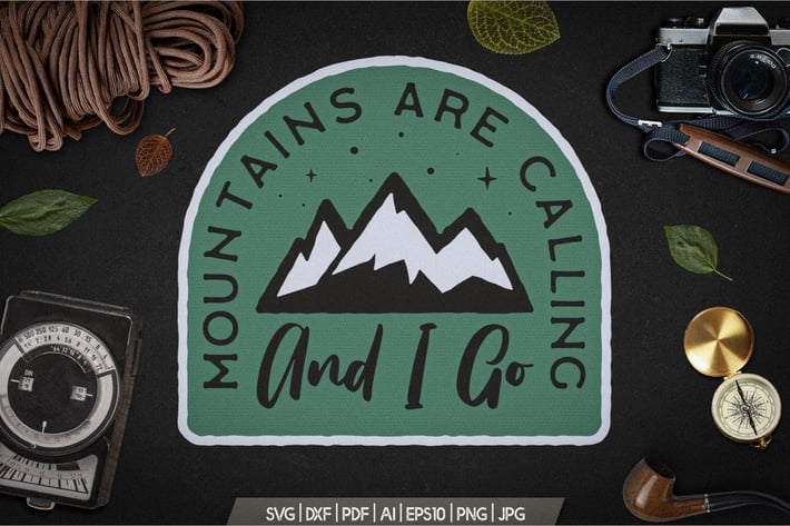 Mountain Calling Logo, Retro Camping Badge T-Shirt