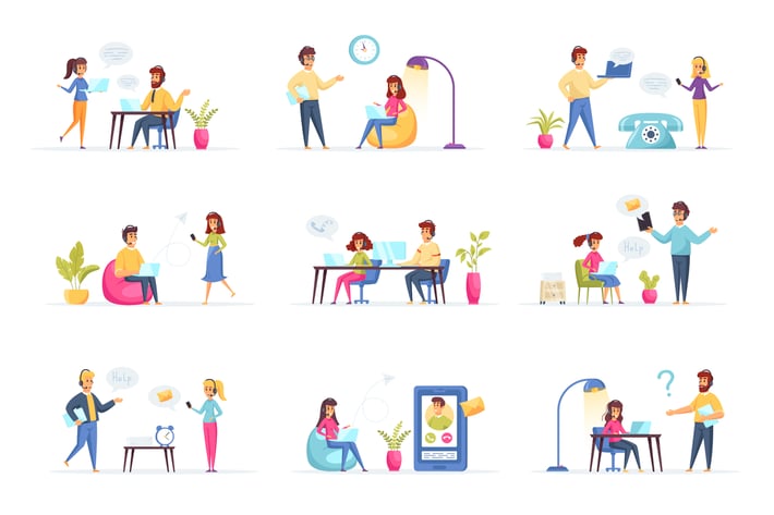 Support Service People Character Situation Scenes