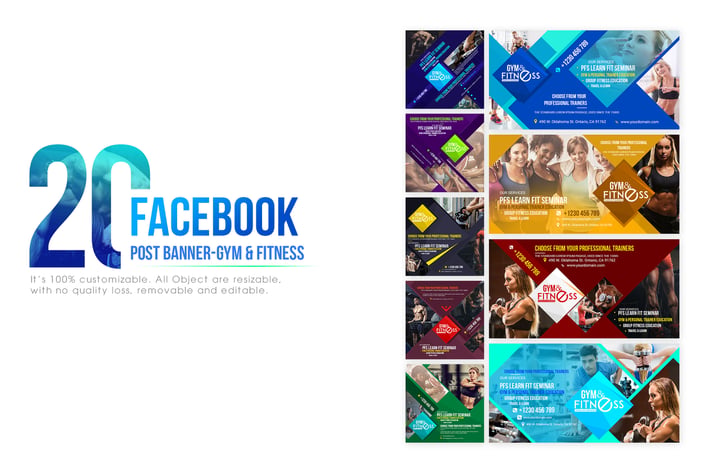20 Facebook Post Banner - Fitness & Gym