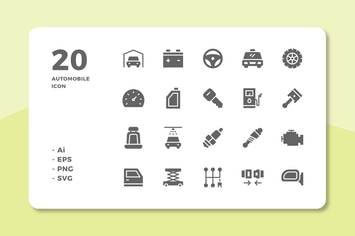 20 Automobile Icons (Solid)