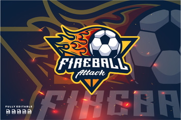 Fireball Attack Team Logo Template