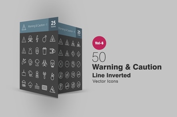 50 Warning & Caution Line Inverted Icons