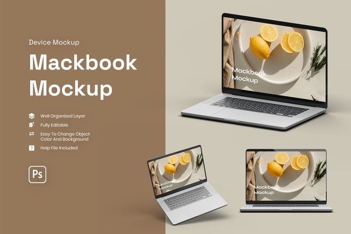 3D macbook mockup