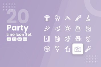 20 Party Line Icon Set