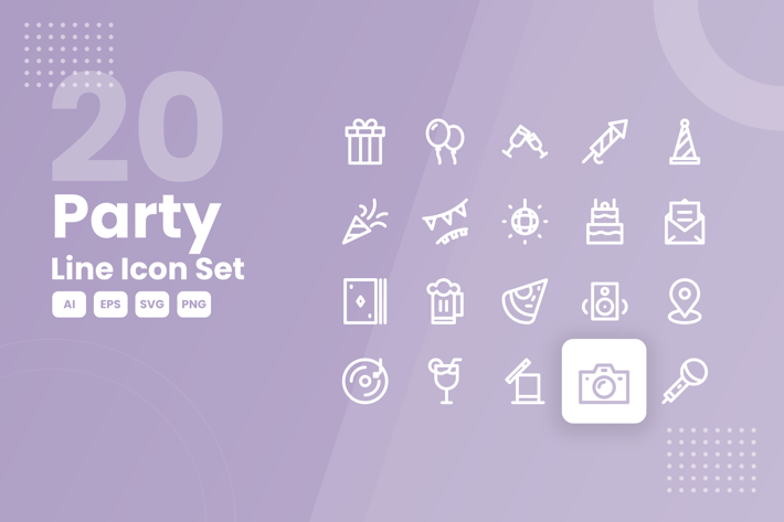 20 Party Line Icon Set