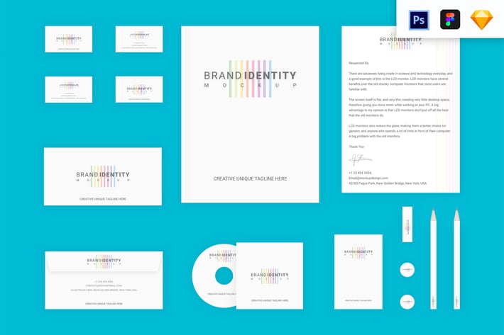Branding Identity Set : Colored Lines v2