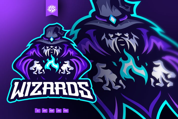 Wizard Esport Mascot Logo Template