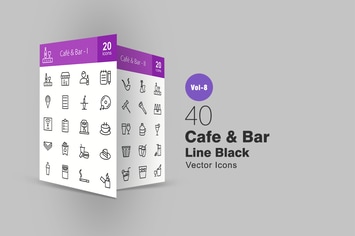 40 Cafe & Bar Line Icons