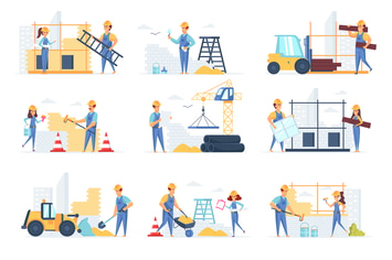 Builders People Character Situation Scenes