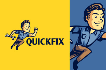 Cartoon 40's Retro Vintage Repairman Mascot Logo