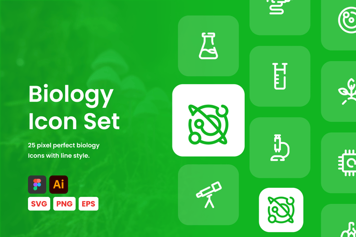 Biology Line Icon Set