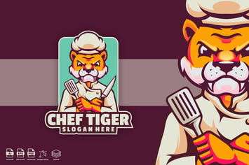 chef tiger logo template