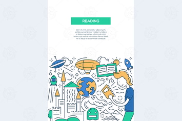 Reading - line design brochure poster template A4