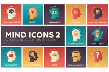 Mind icons - set of flat infographic elements