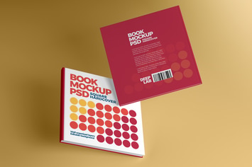 Square Book Hardcover Mockup