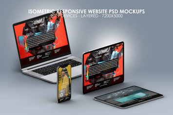 Isometric Multi-Device PSD Mock-ups 2019