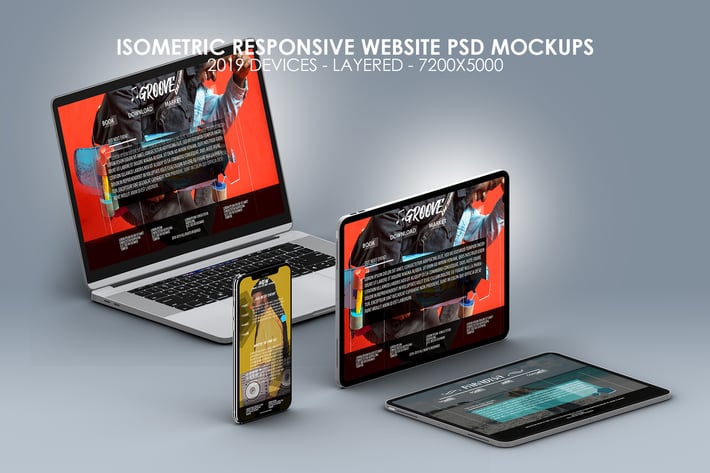Isometric Multi-Device PSD Mock-ups 2019