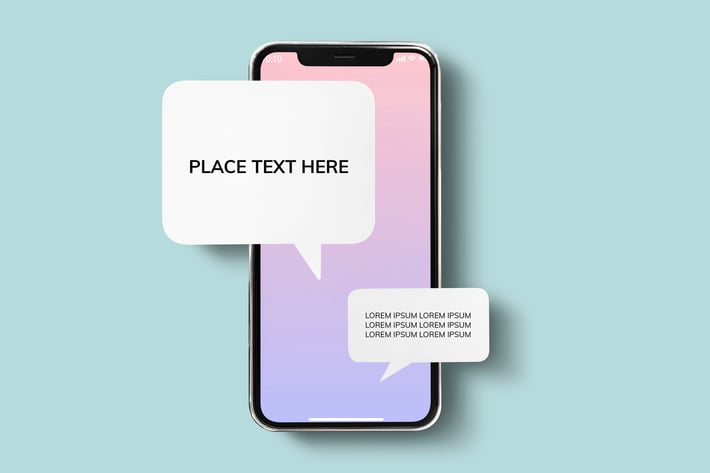 Chat messaging on mobile phone mockup