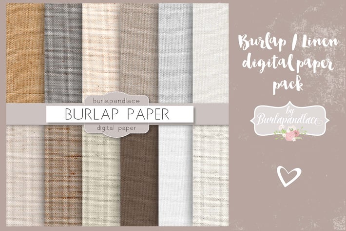 Burlap/linen digital paper pack