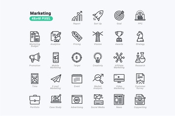 Thin Line Icons Set of Marketing