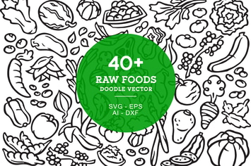 Raw Food Doodle Art Illustration