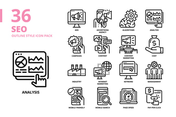 SEO Outline Style Icon Set