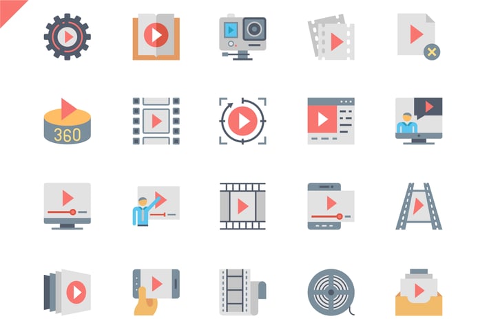 Simple Set Video Content Flat Icons