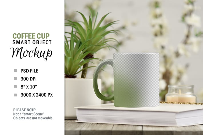 Coffee Cup Mug Mockup on Table Top, Mask Layer 
