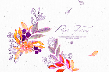 Watercolor Purple Flowers 