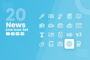 20 News Line Icon Set