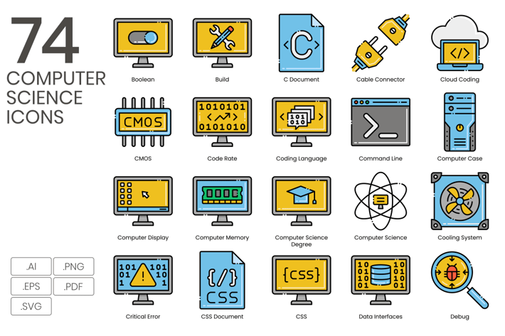 74 Computer Science Line Icons