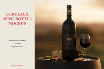 Bordeaux Wine Bottle Mockup