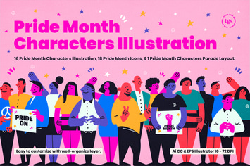 Pride Month Character Illustration & Icon Set