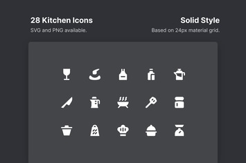 Kitchen Icons - Solid Style