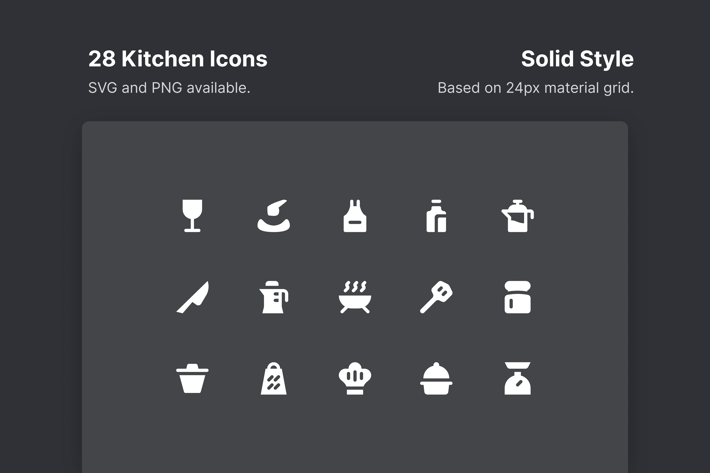 Kitchen Icons - Solid Style